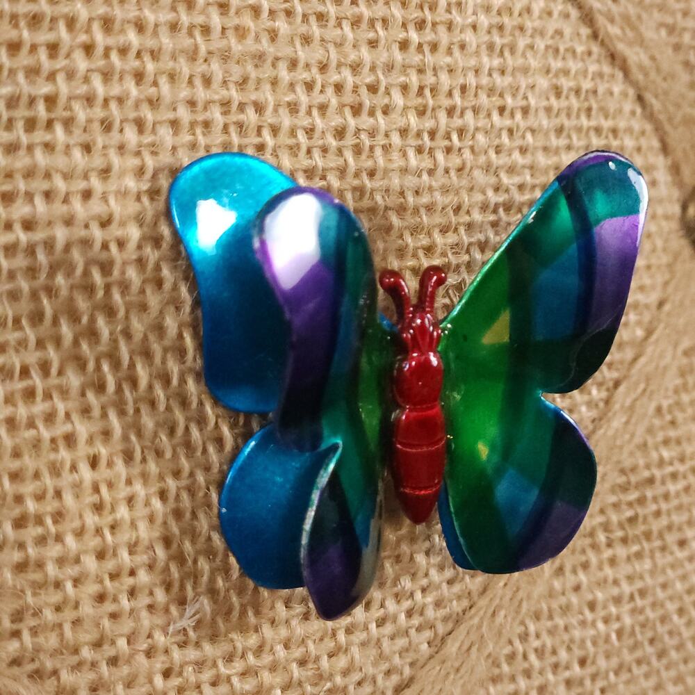 Vintage Blue Butterfly Brooch - Charming Nature-Inspired Accessory - Picture 2 of 10